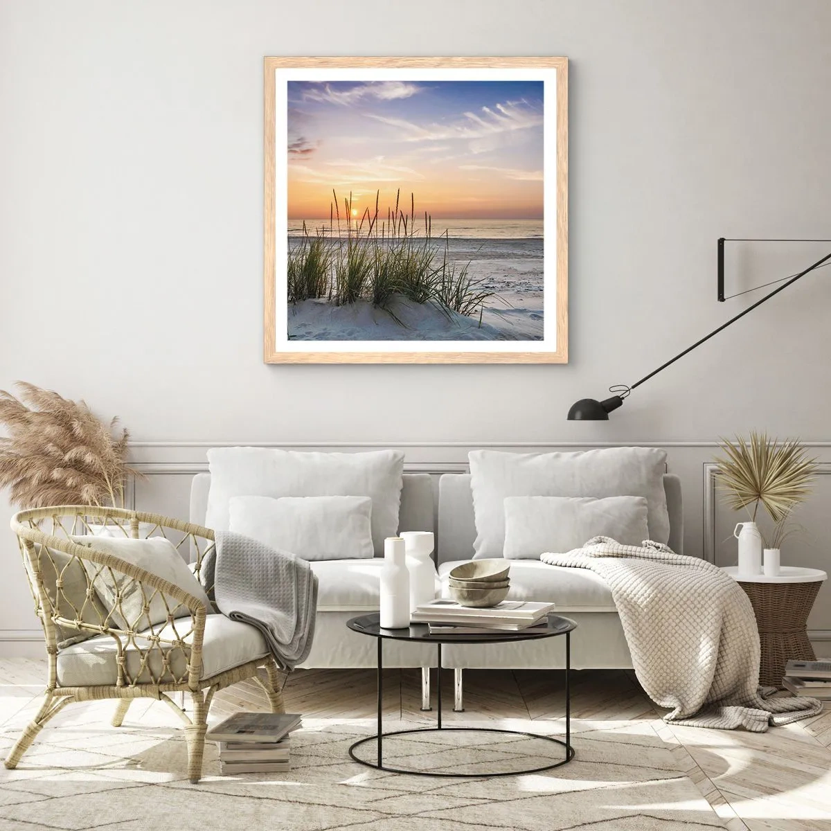 Pôster com moldura de carvalho claro - Olhe, pense, sinta - 60x60 cm