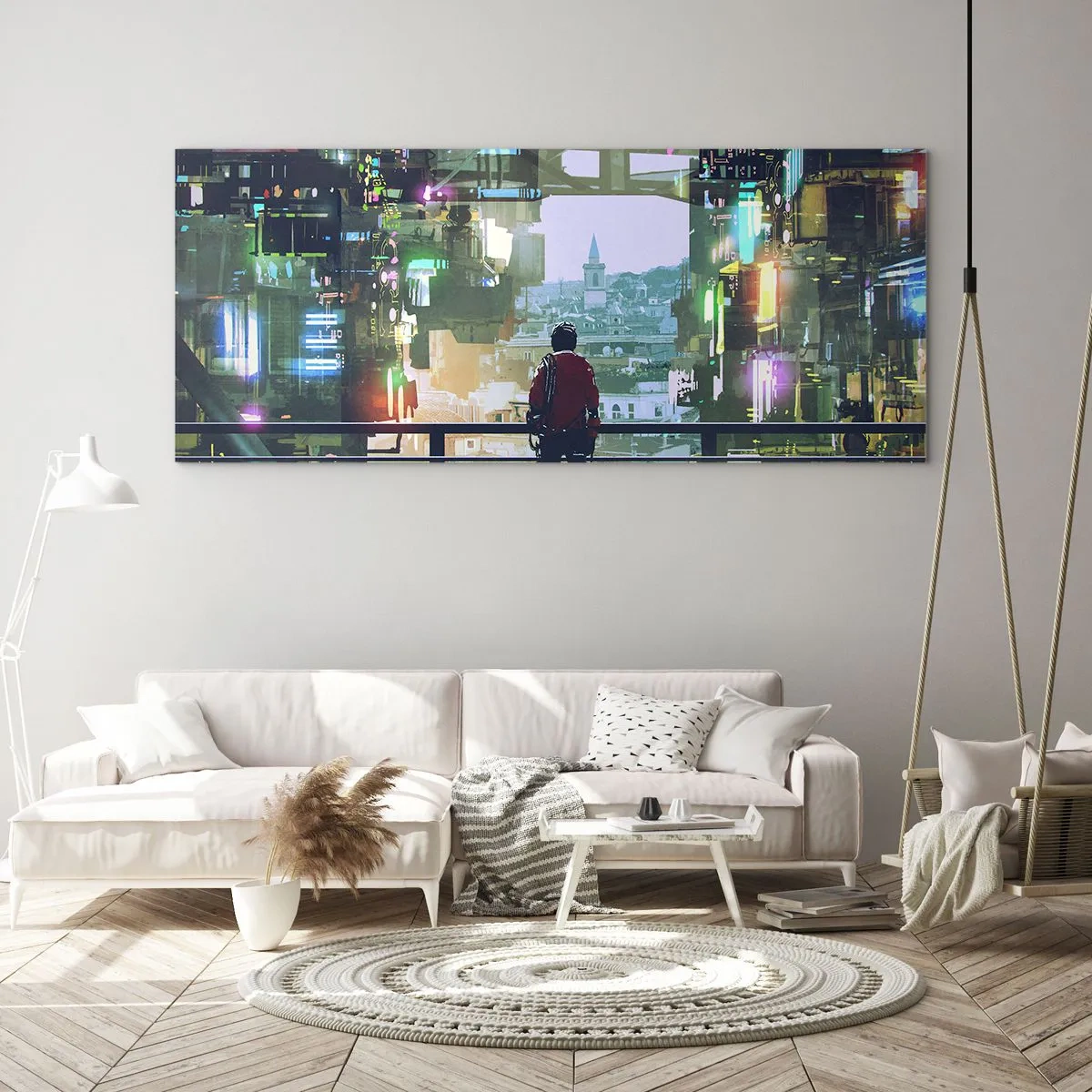 Quadro em vidro - Dois mundos - 90x30 cm