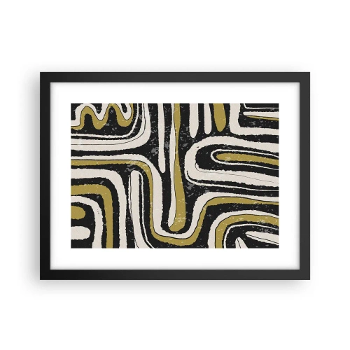 Pôster com moldura preta - Composição: estradas e becos - 40x30 cm