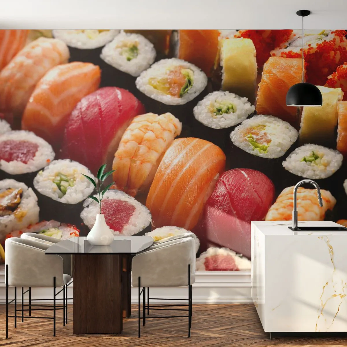 Papel de Parede Premium Sand - Cores e sabores da Ásia - Gastronomia, Sushi, Ásia - 400x280 cm