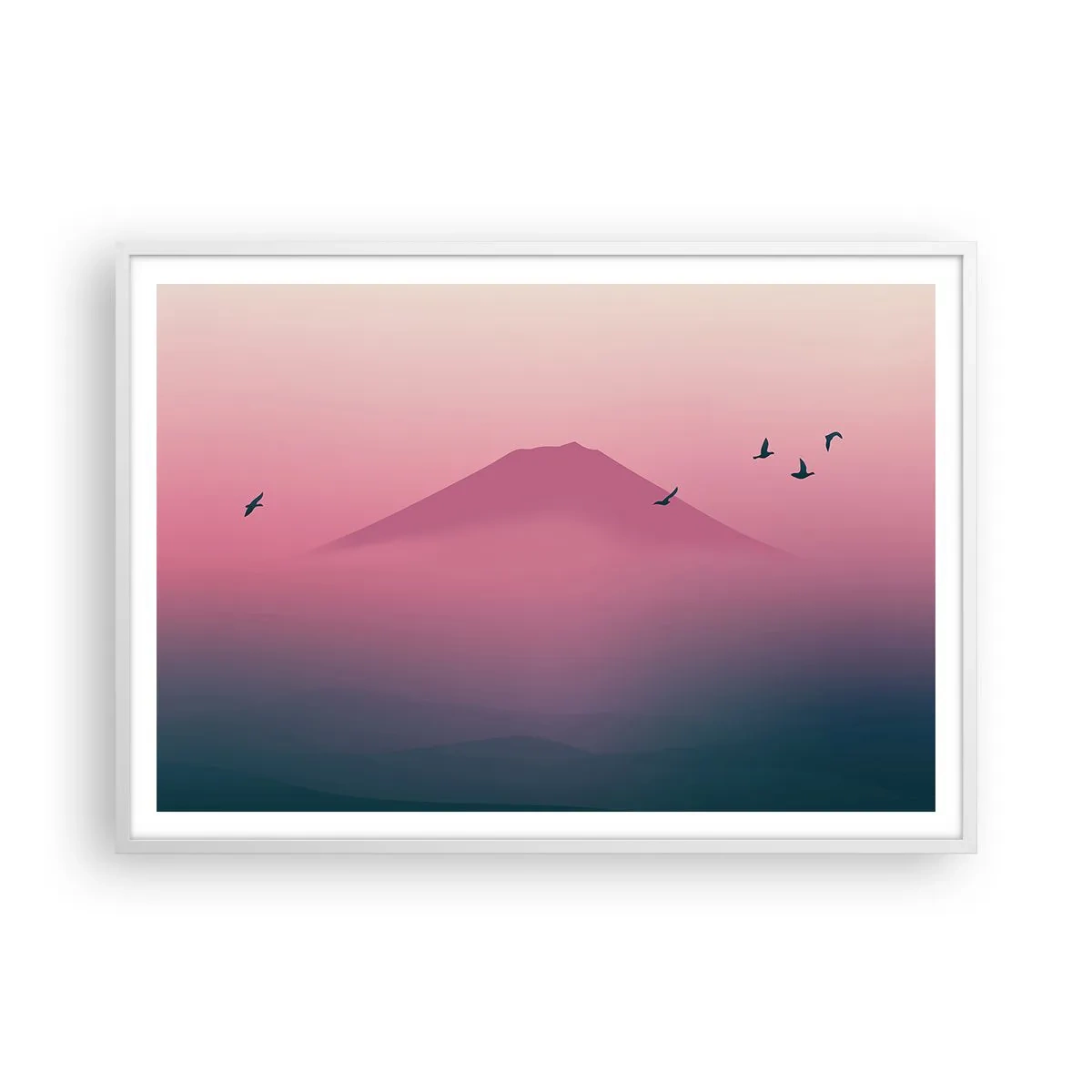 Pôster em moldura branca - Andarilhos sob as nuvens - 100x70 cm