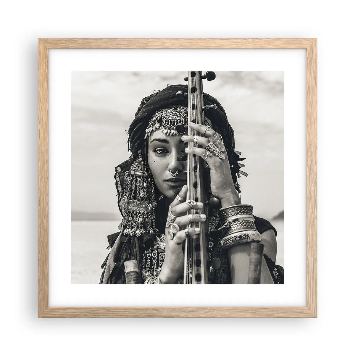 Pôster com moldura de carvalho claro - A própria música oriental - 40x40 cm