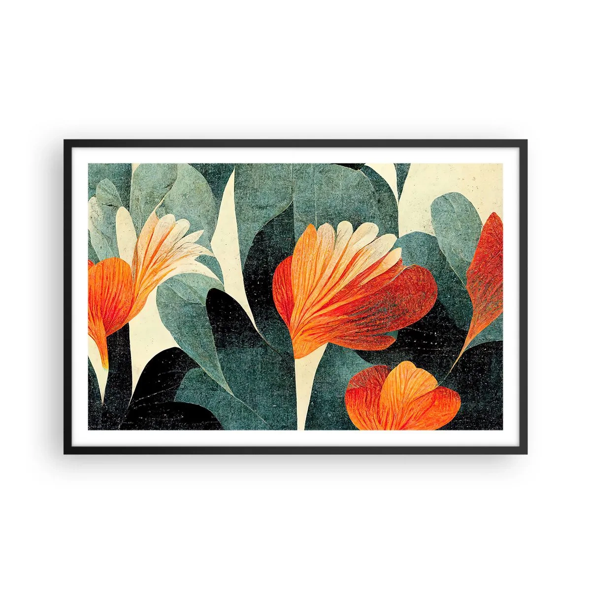 Pôster com moldura preta - O calor dos trópicos e o frescor da vegetação - 91x61 cm