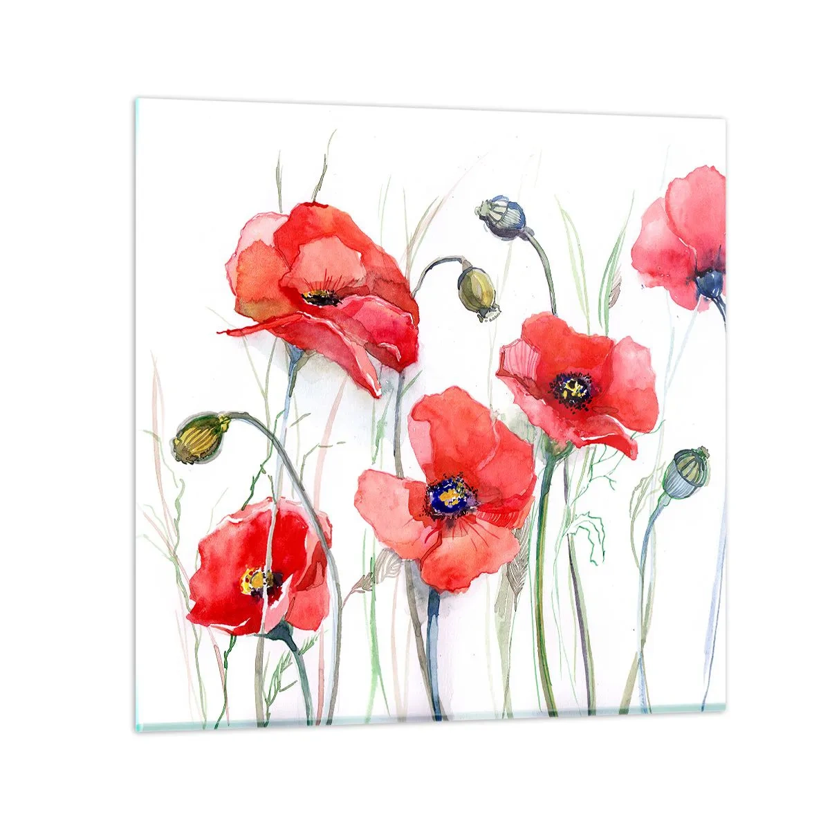 Quadro em vidro - Flores polacas - 60x60 cm