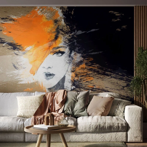 Papel de Parede Premium Sand - E fez-se a luz - Abstração, Rosto de mulher, Mulher - 200x140 cm