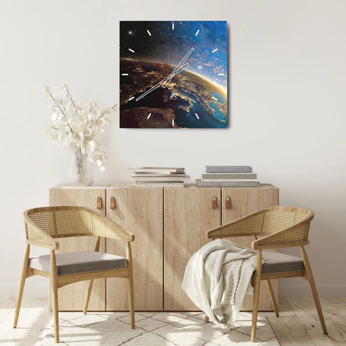 Relógio de parede - Relógio em vidro - Vamos olhar para nós mesmos à distância - 30x30 cm
