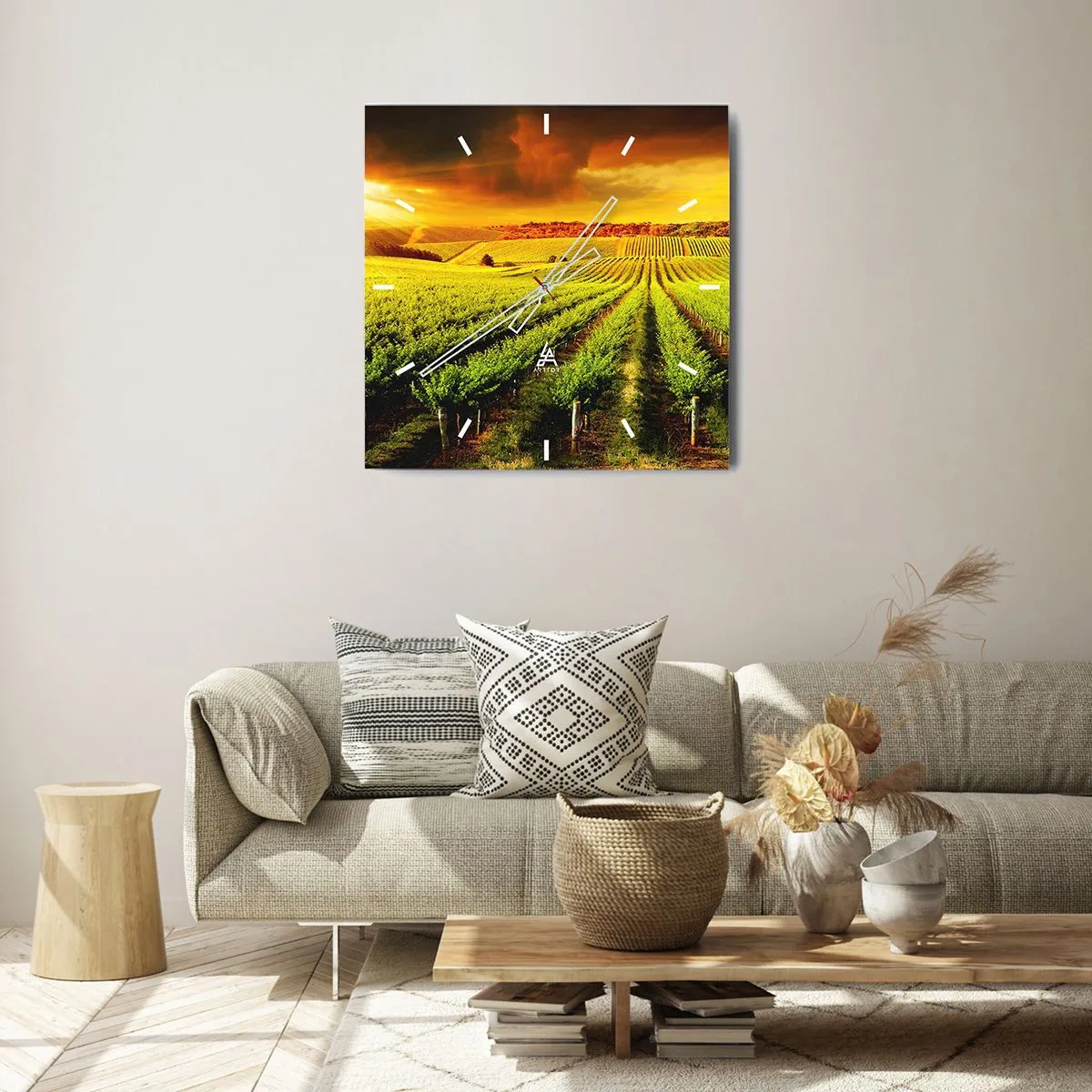 Relógio de parede - Relógio em vidro - Sob o sol australiano - 30x30 cm