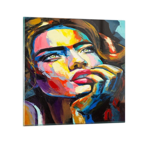 Quadro em vidro - Sonhos como pássaros voando no céu - 40x40 cm