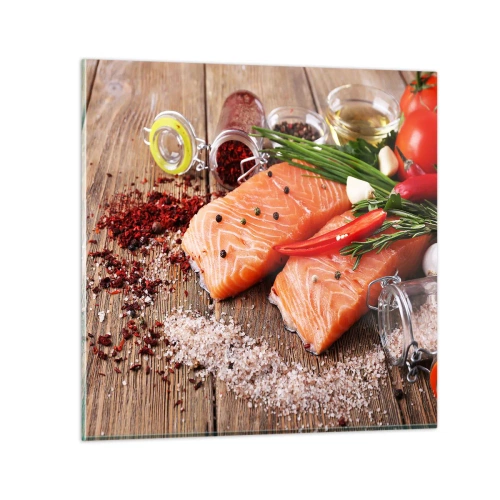 Quadro em vidro - Aventura norueguesa na cozinha - 50x50 cm