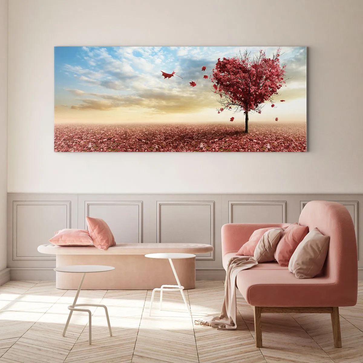 Quadro em vidro - Ame também o outono - 90x30 cm