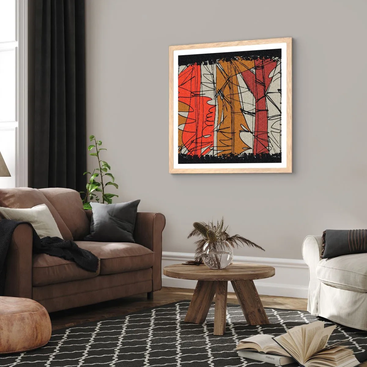 Pôster com moldura de carvalho claro - Composição espontânea - 60x60 cm