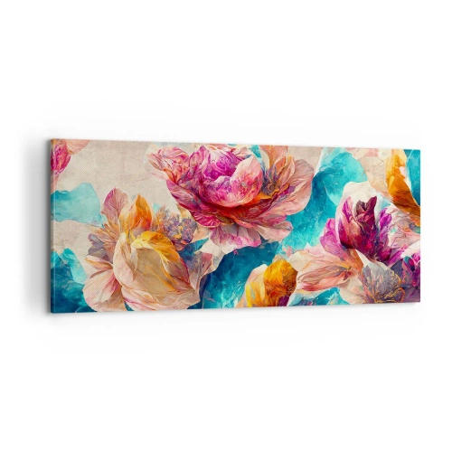 Quadro em tela - Esplendor colorido do buquê - 100x40 cm