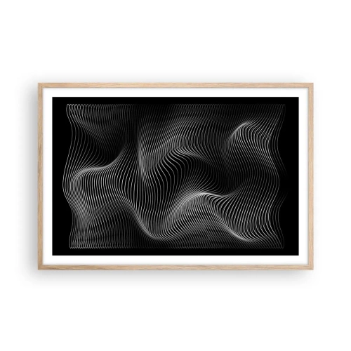 Pôster com moldura de carvalho claro - Dança de luz no espaço - 91x61 cm