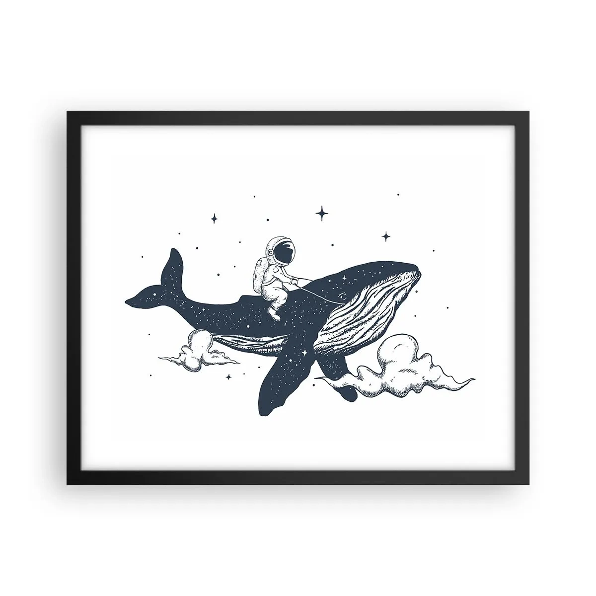Pôster com moldura preta - Aventura espacial - 50x40 cm