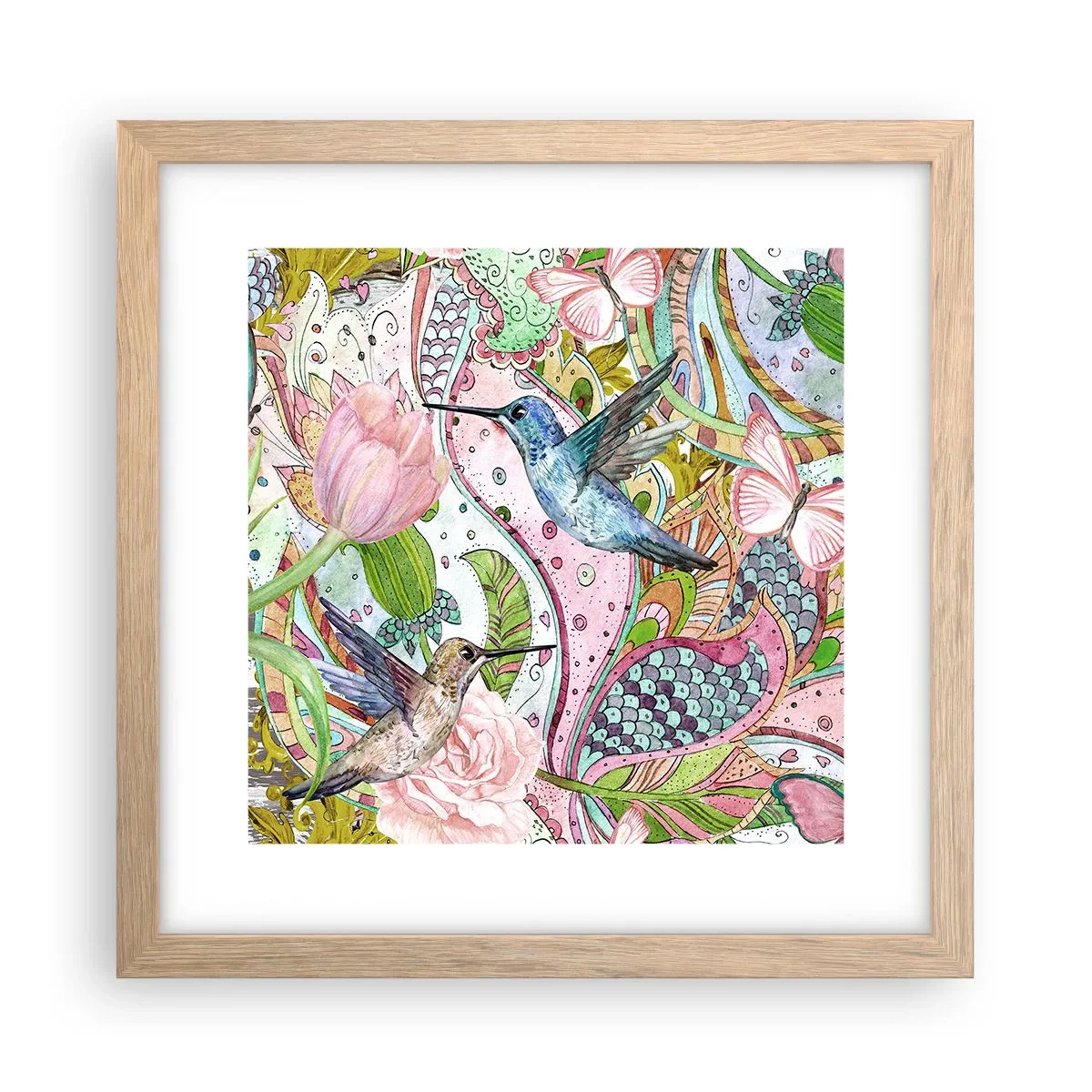 Pôster com moldura de carvalho claro - Emaranhados em trepadeiras - 30x30 cm