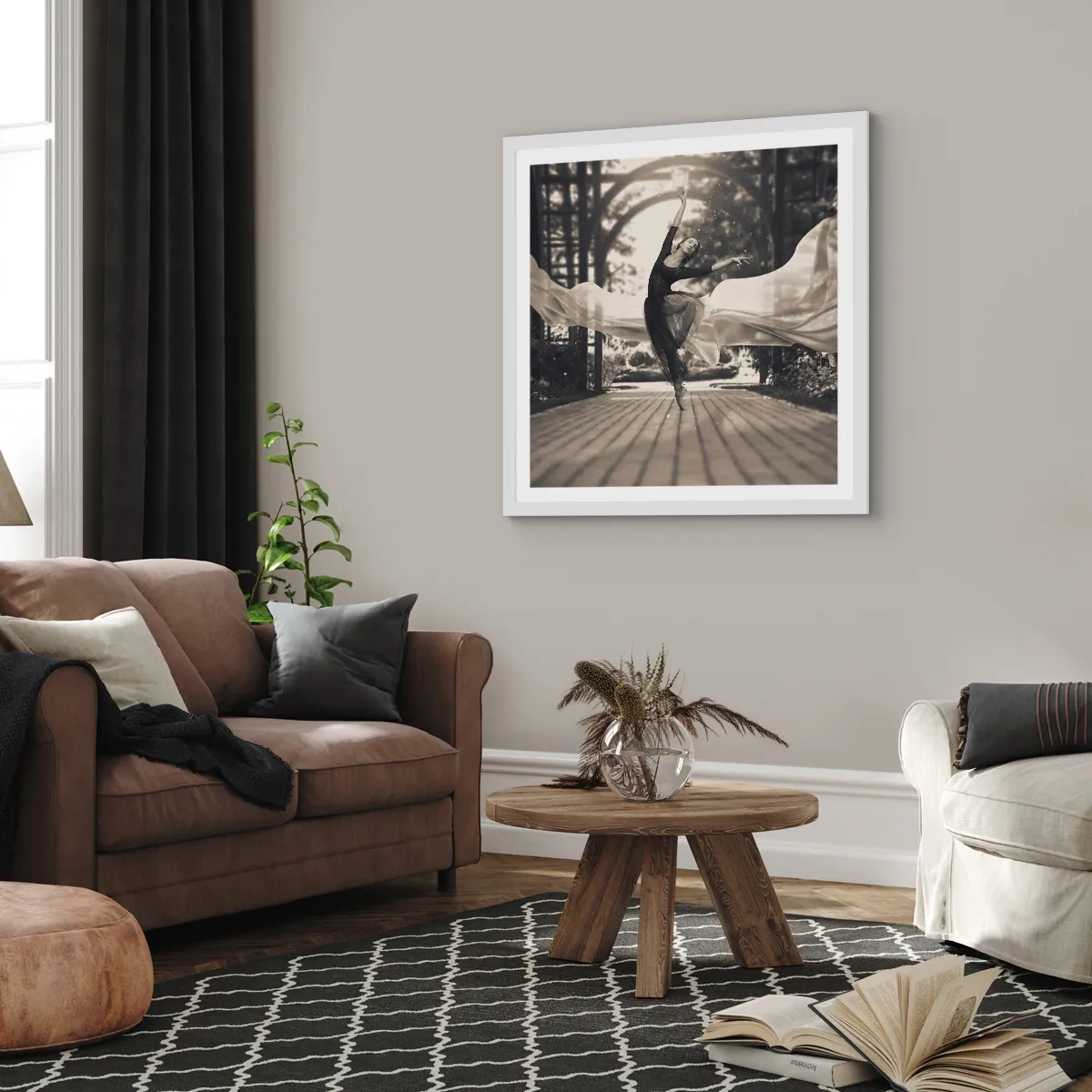 Pôster em moldura branca - A dança do espírito do jardim - 30x30 cm