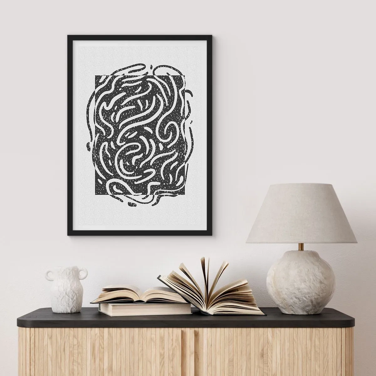 Pôster com moldura preta - Resumo: dança da alegria - 70x100 cm