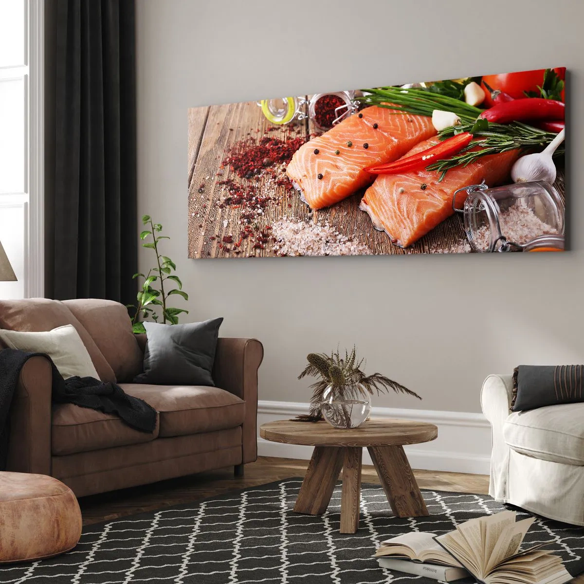 Quadro em tela - Aventura norueguesa na cozinha - 140x50 cm