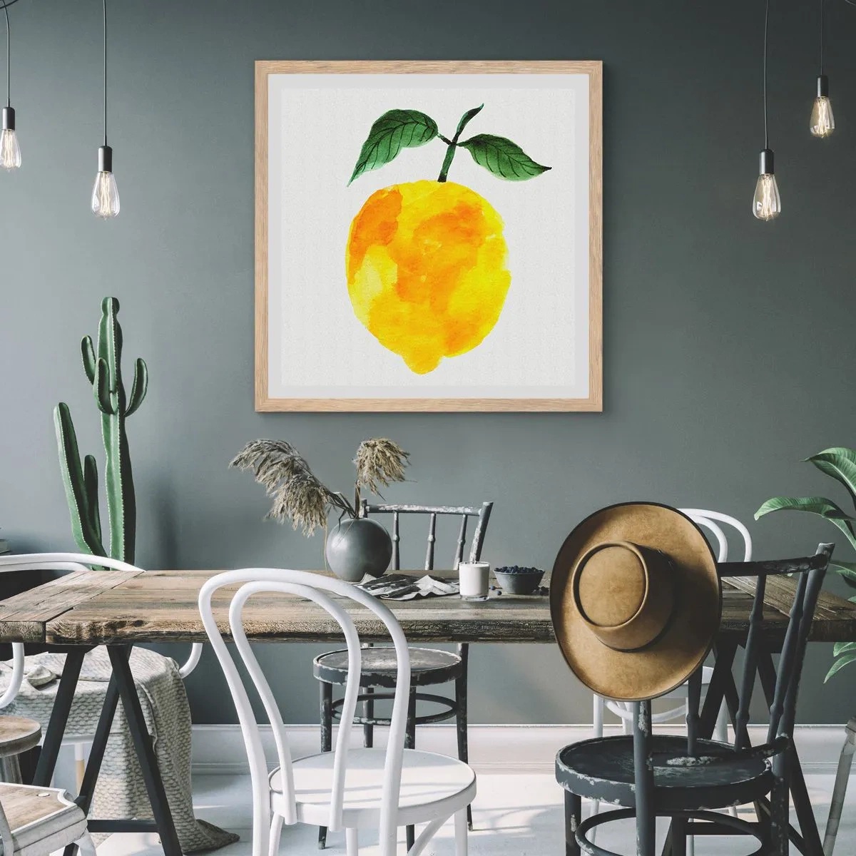 Pôster com moldura de carvalho claro - Como saborear o sol - 40x40 cm