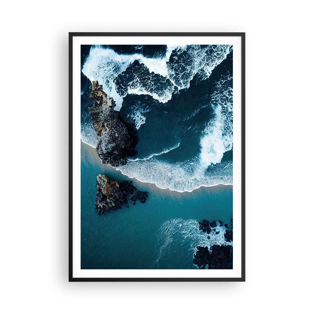 Pôster com moldura preta - Envolto em ondas - 70x100 cm
