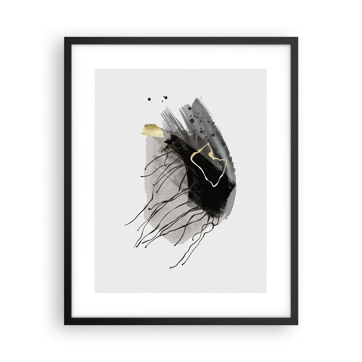 Pôster com moldura preta - A preto e dourado - 40x50 cm