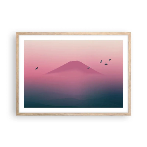 Pôster com moldura de carvalho claro - Andarilhos sob as nuvens - 70x50 cm