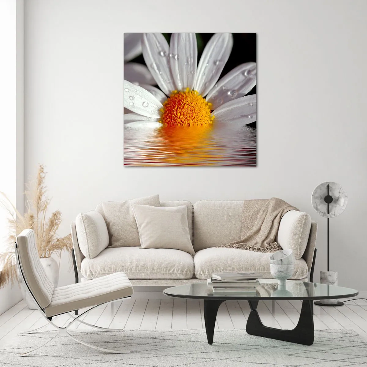 Quadro em vidro - As margaridas do sol nascente - 40x40 cm