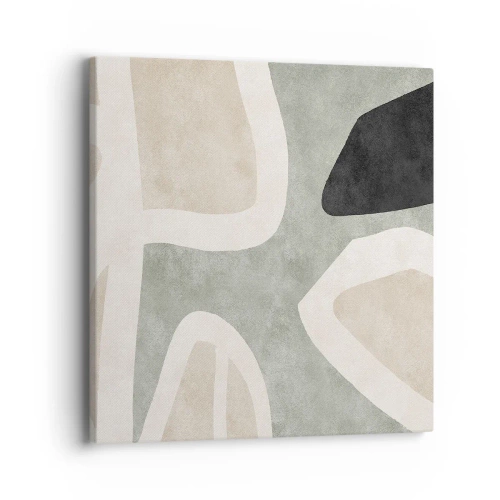 Quadro em tela - Composição com motivo preto - 40x40 cm