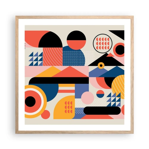 Pôster com moldura de carvalho claro - Composição: brincar - 60x60 cm
