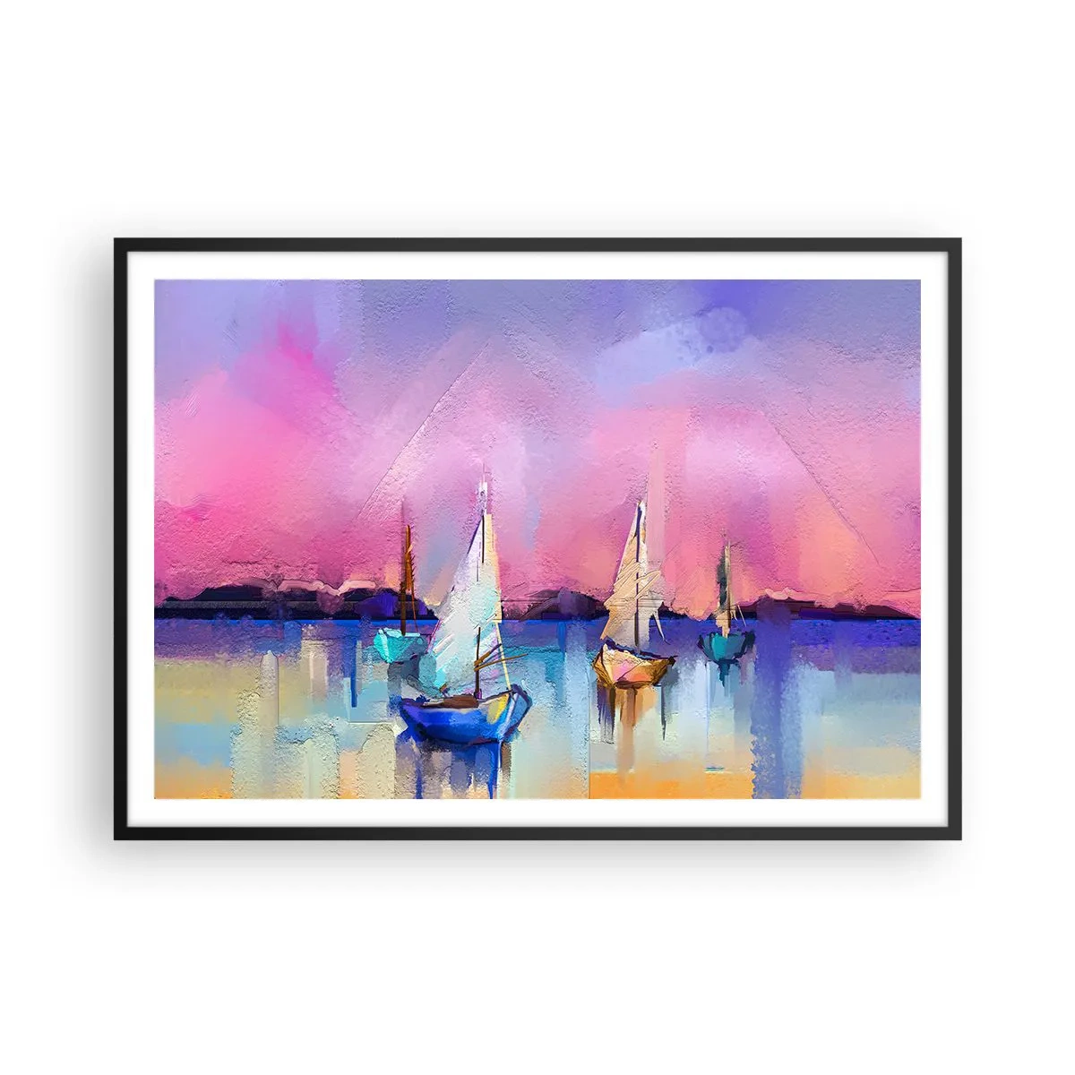 Pôster com moldura preta - Direção: águas largas - 100x70 cm