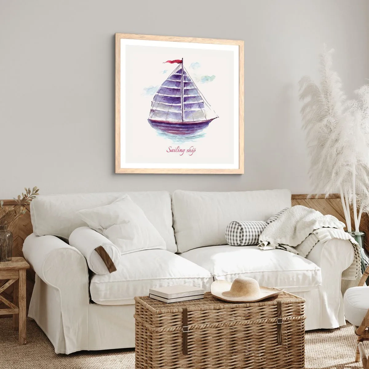 Pôster com moldura de carvalho claro - Cheio de velas e águas calmas - 40x40 cm