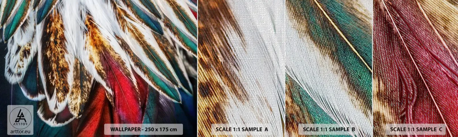 Amostra de papel de parede Premium Canvas - Segredos de vôo - Abstração, Pedaço, Boho - 100x30 cm