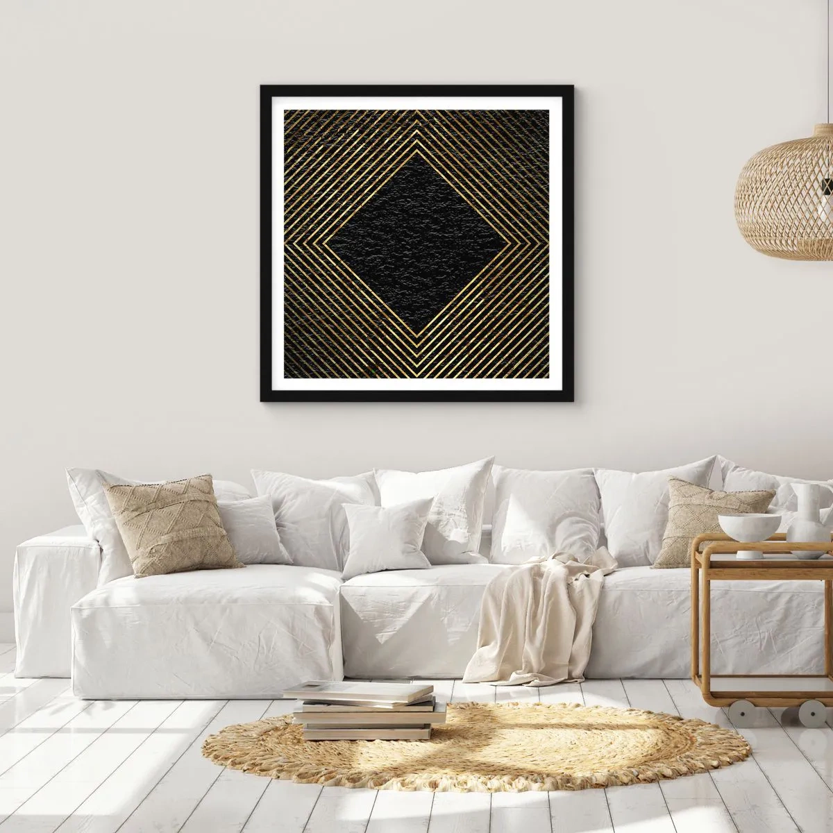 Pôster com moldura preta - Geometria em estilo glamoroso - 30x30 cm