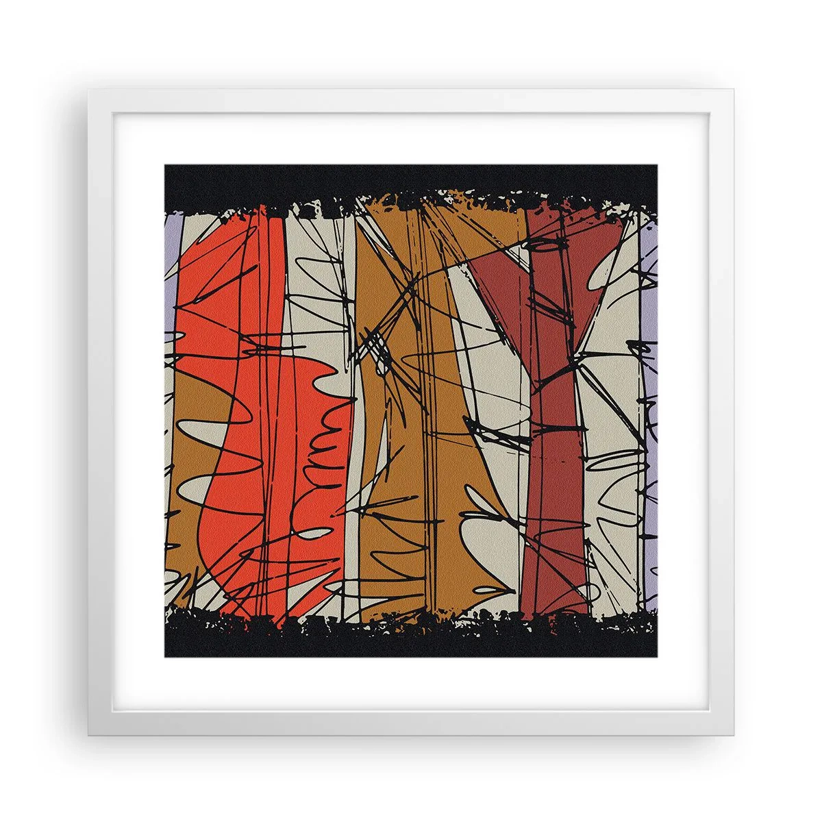 Pôster em moldura branca - Composição espontânea - 40x40 cm