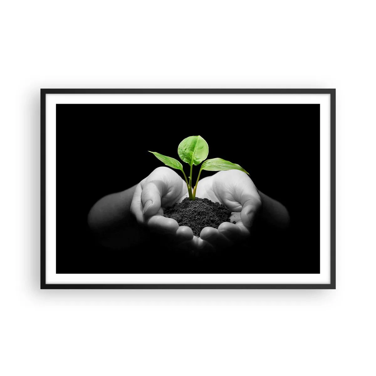 Pôster com moldura preta - Eu amo a natureza, eu a protejo - 91x61 cm