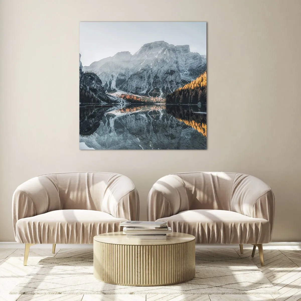 Quadro em vidro - Paisagem espelhada - 60x60 cm