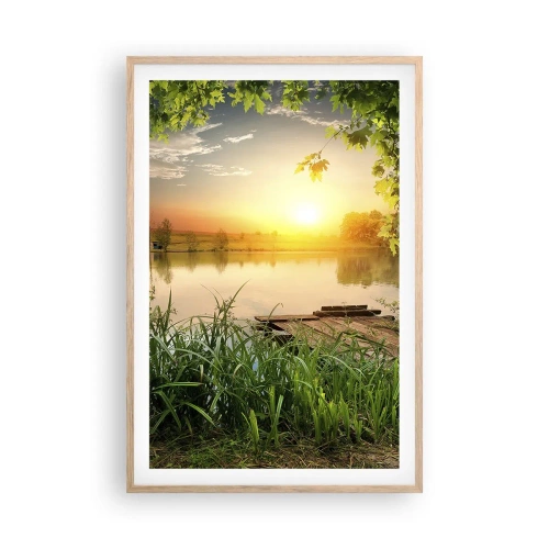 Pôster com moldura de carvalho claro - Paisagem em uma moldura verde - 61x91 cm