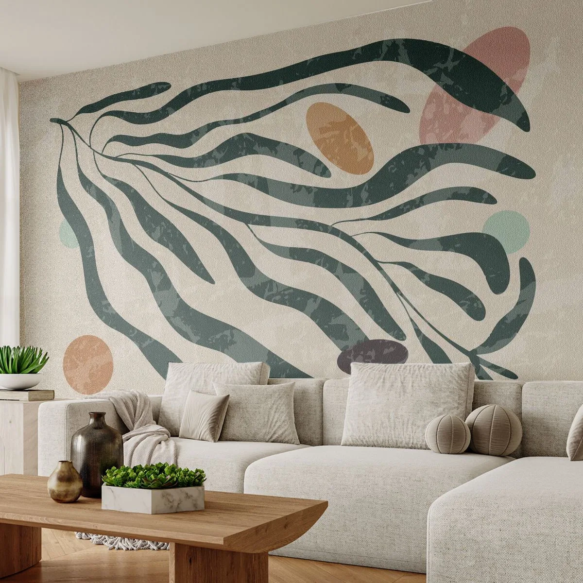 Papel de Parede Premium Sand - Entre a vegetação - Boho, Plantar, Moderno - 100x70 cm