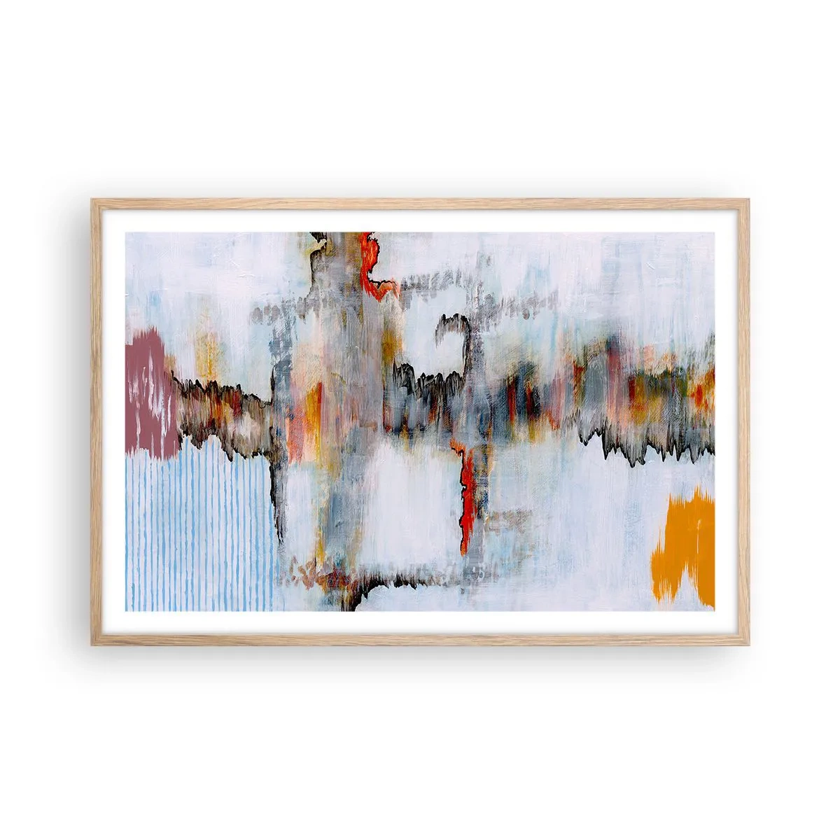 Pôster com moldura de carvalho claro - Com um palito na água - 91x61 cm