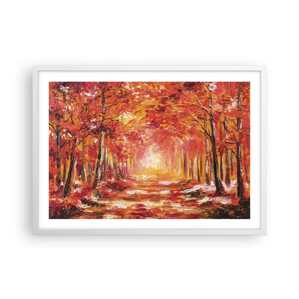 Pôster em moldura branca - Floresta de cobre - 70x50 cm