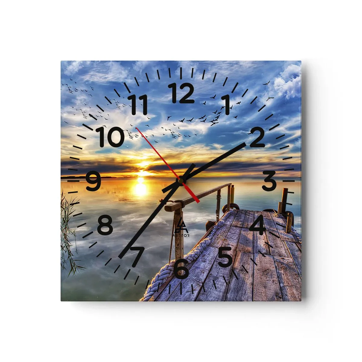 Relógio de parede - Relógio em vidro - O vento descansa - 30x30 cm