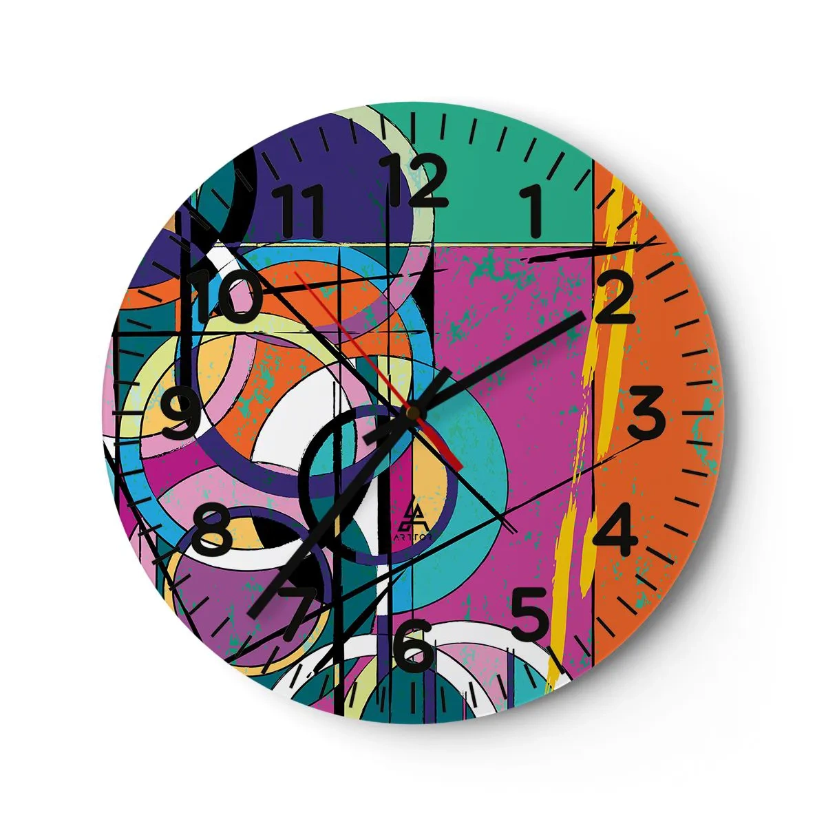 Relógio de parede - Relógio em vidro - Círculo entre círculos - 30x30 cm