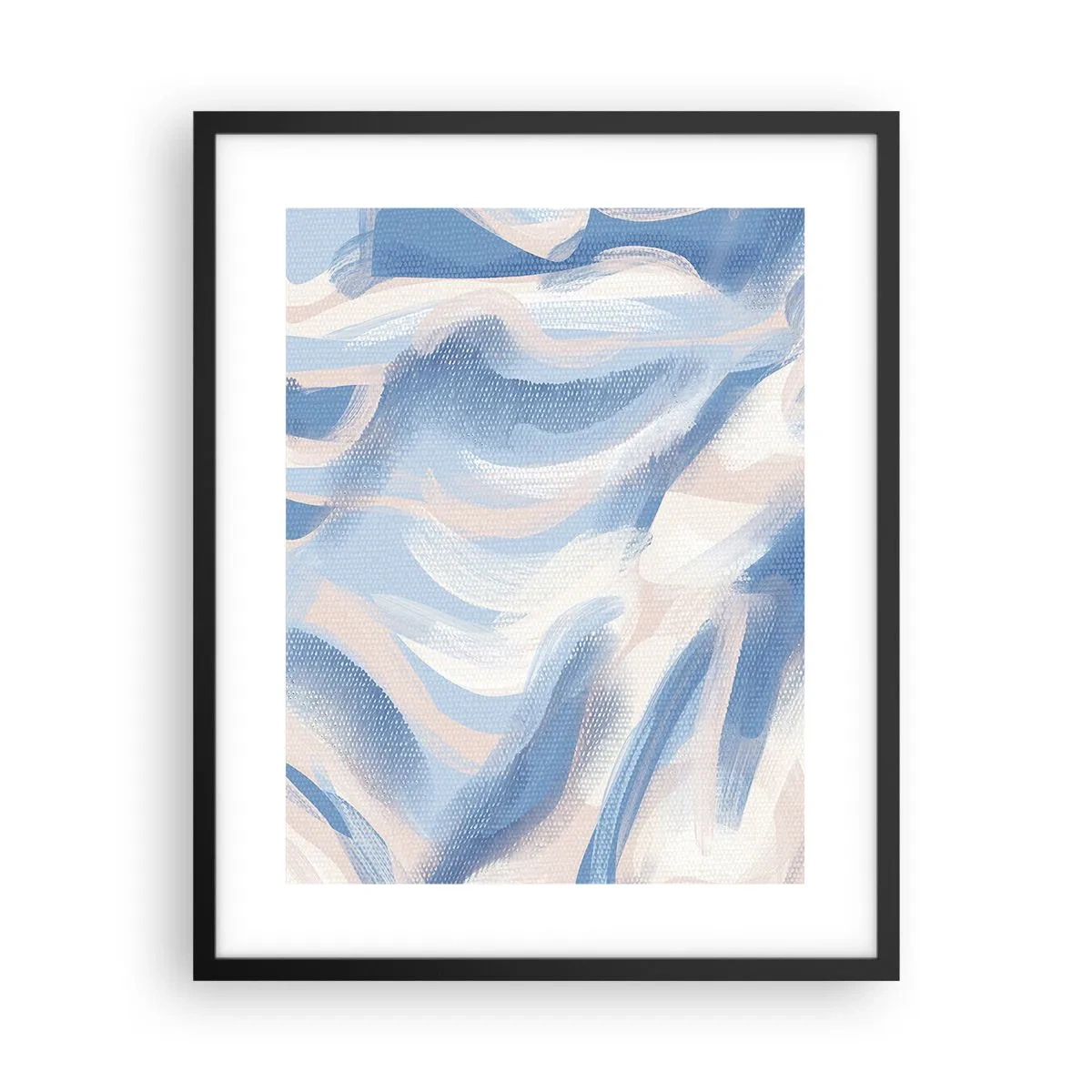 Pôster com moldura preta - Ondas azuis - 40x50 cm