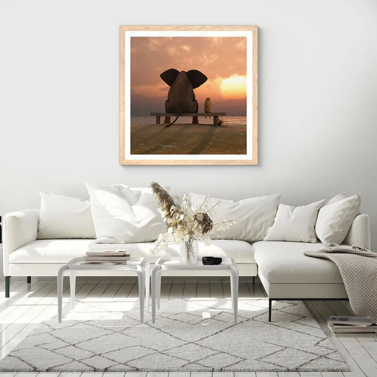 Pôster com moldura de carvalho claro - Como é bom ficarmos em silêncio juntos - 60x60 cm