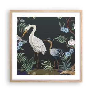 Pôster com moldura de carvalho claro - Desfile de pássaros - 50x50 cm