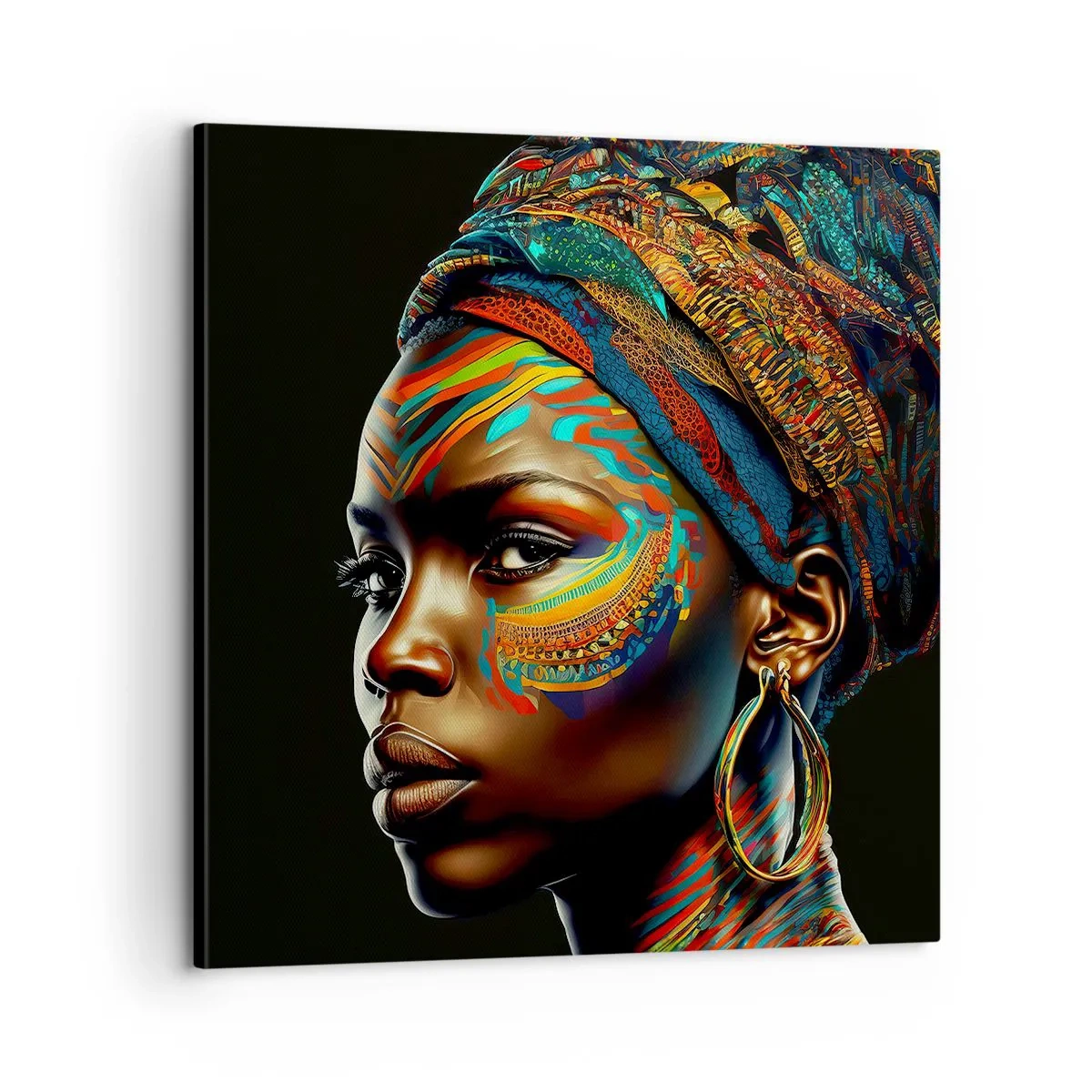 Quadro em tela - Rainha africana - 60x60 cm
