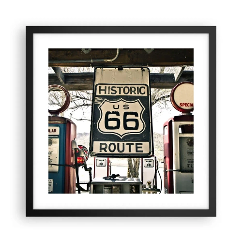 Pôster com moldura preta - Viagens retro americanas - 40x40 cm