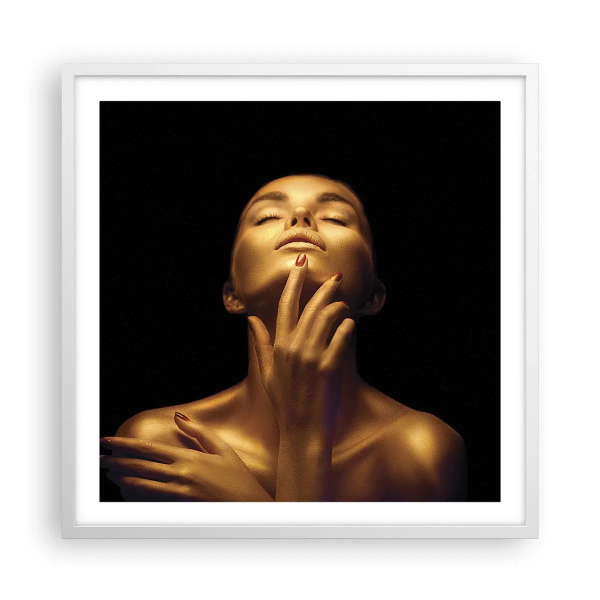 Pôster em moldura branca - Como seda dourada - 60x60 cm
