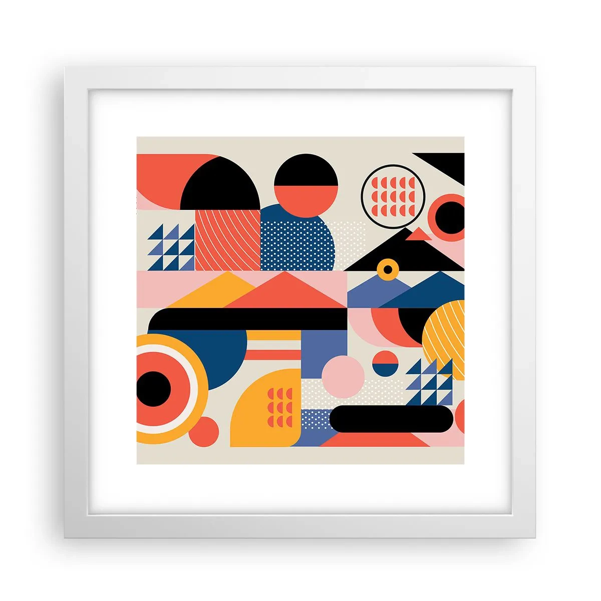 Pôster em moldura branca - Composição: brincar - 30x30 cm