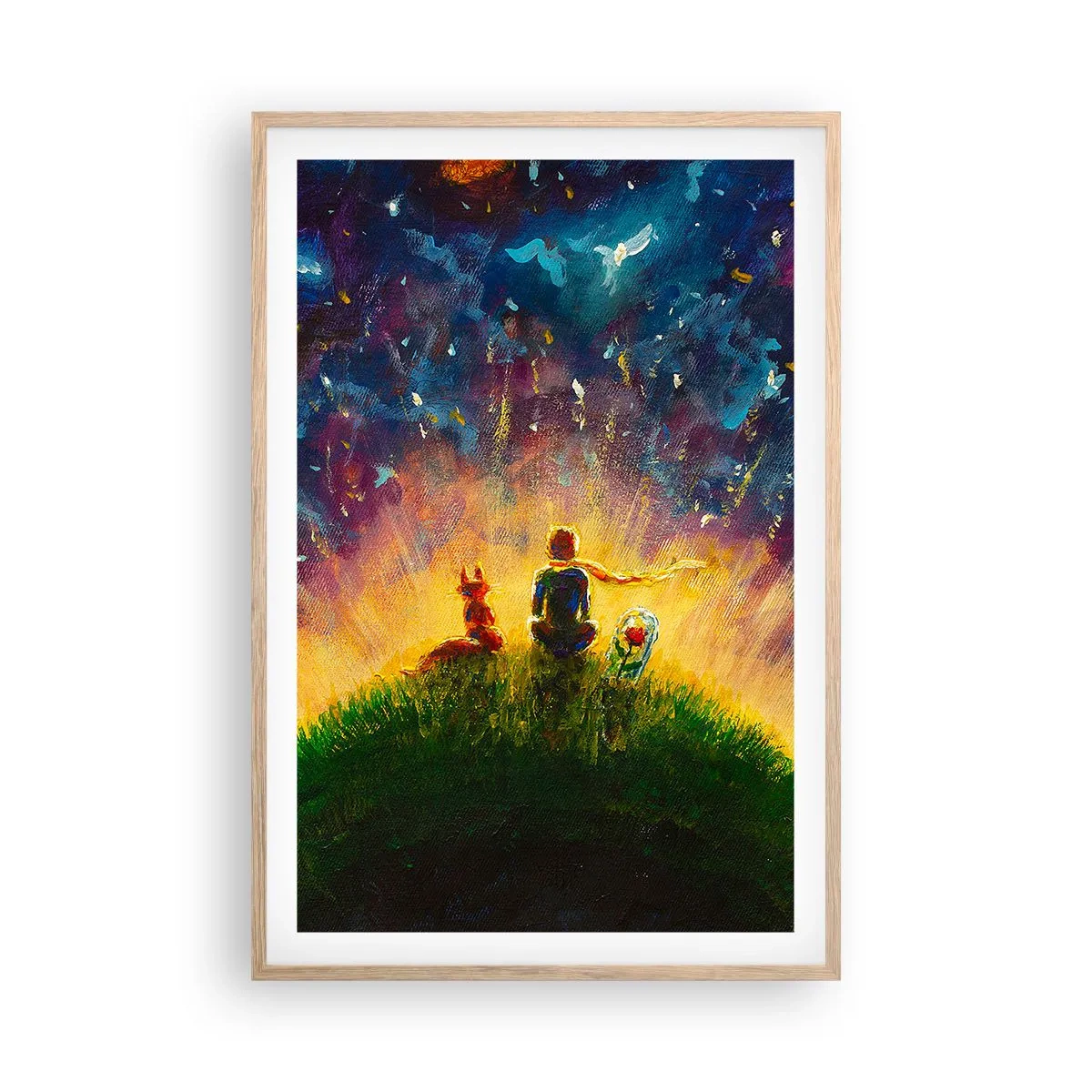 Pôster com moldura de carvalho claro - Amor e amizade - o mundo inteiro - 61x91 cm